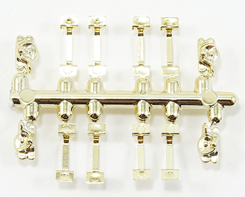 Dollhouse Miniature Window Hardware Gold 8 Handles/4 Locks